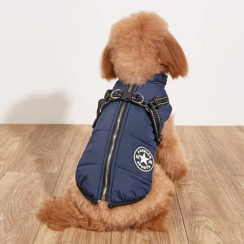 Large Pet Dog Jacket with Harness Winter Warm Dog Clothes for Labrador Waterproof Big Dog Coat Chihuahua French Bulldog Outfits