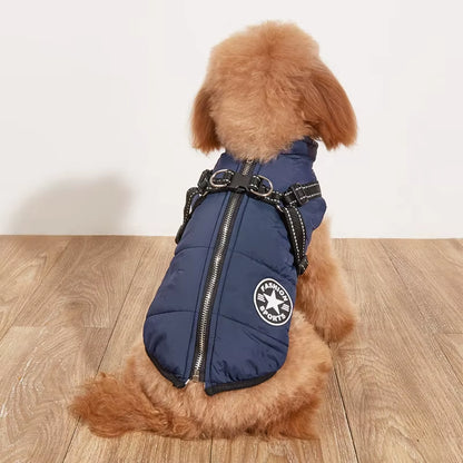 Large Pet Dog Jacket with Harness Winter Warm Dog Clothes for Labrador Waterproof Big Dog Coat Chihuahua French Bulldog Outfits