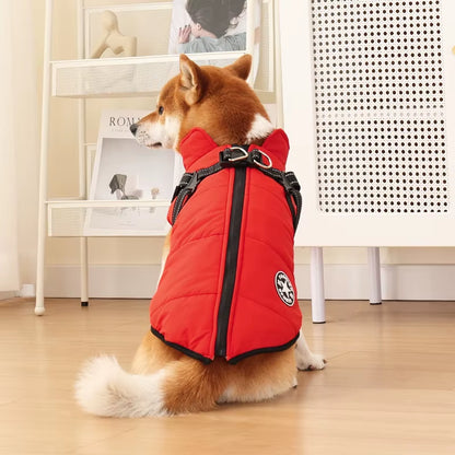 Large Pet Dog Jacket with Harness Winter Warm Dog Clothes for Labrador Waterproof Big Dog Coat Chihuahua French Bulldog Outfits