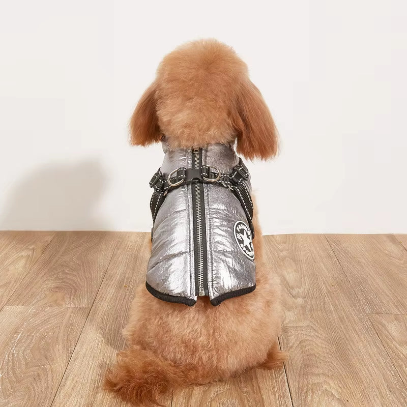 Large Pet Dog Jacket with Harness Winter Warm Dog Clothes for Labrador Waterproof Big Dog Coat Chihuahua French Bulldog Outfits